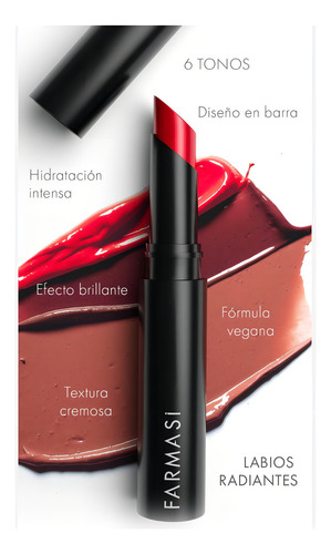 Lapiz Labial Hidratante Con Color Vitamina E Vegano Farmasi Color 06 Brilliant Red