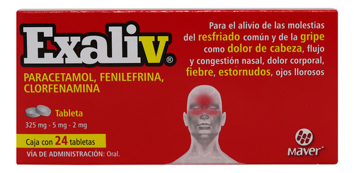 Exaliv, Paracetamol, Fenilefrina, Clorfenamina, Caja Con 24