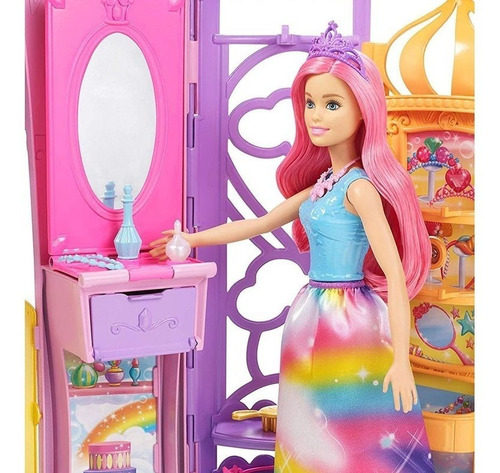 Set Castillo De Barbie Reino Arcoiris Casa Muñeca Arco Iris