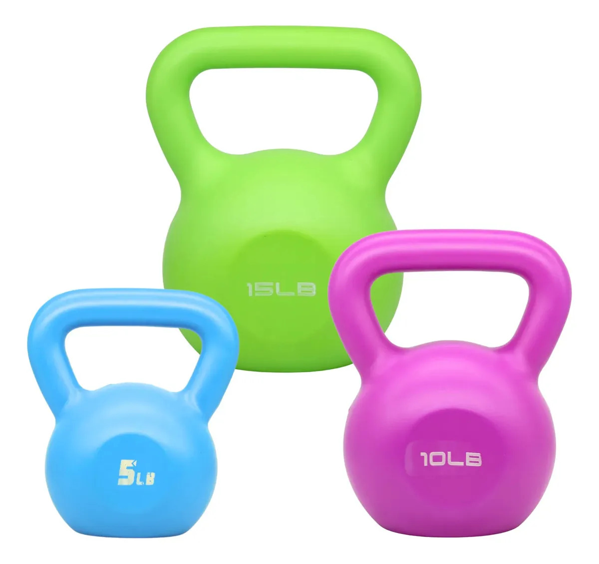Kit 3 Pesas Rusas 5 , 10 Y 15 Lbs Kettlebell Crossfit Gym Color Mix