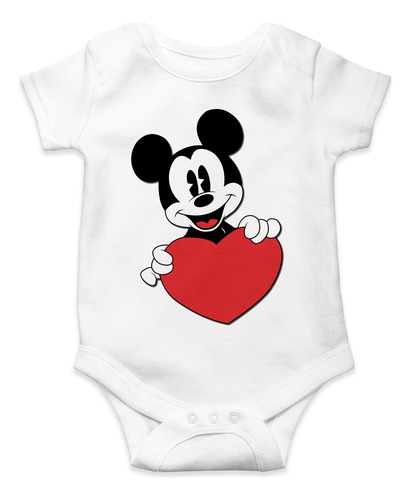 Body Para Bebé Mickey Mouse Corazon Algodon Color Blanco