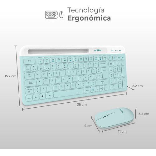 Kit Teclado Mouse Acteck Slik Mk720 Inalambrico 96% 4000dpi