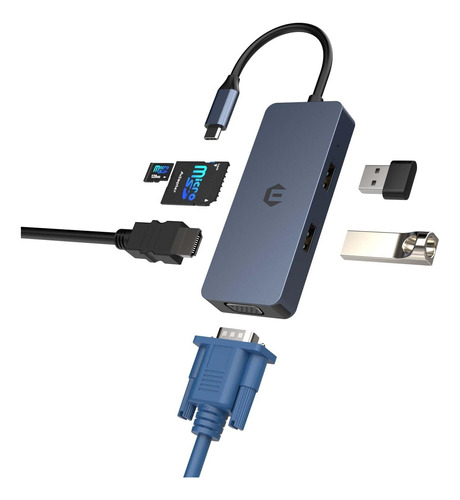 Adaptador Multipuerto Sutoug Usb C Hub, Concentrador Usb C 6