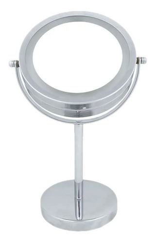 Espelho De Aumento C/ Luz De Led Dupla Face E Suporte Mor