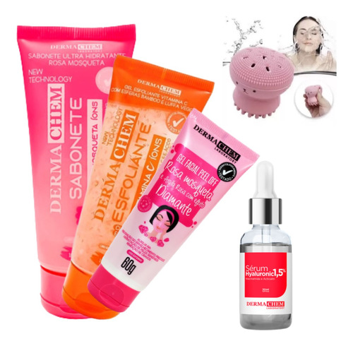 Combo Skincare Máscara Gel Facial Sabonete Esfoliante Sérum