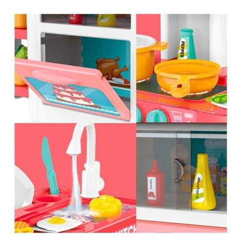 Imagen 4 de 6 de Cocina De Juguetes Con Luz, Sonidos, Agua Real Y 55 Accesori
