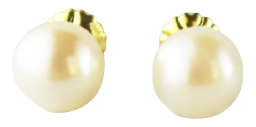 Par Aros Dama Perlas Españolas 9 Mm Oro 18k Garantia Promo