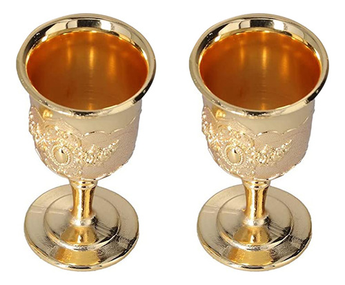 2 Tazas Retro Con Forma De Copa Roja Para Fiestas (doradas)