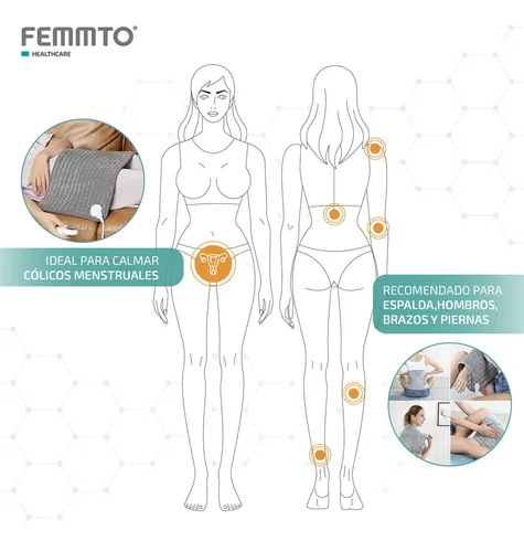 Almohadilla Cojín Térmica Eléctrica Temperatura Femmto Al2 Lumbar Terapia De Calor 3 Niveles Fisioterapia Alivia Dolor Muscular Cólicos Menstruales Con Velcro Lavable