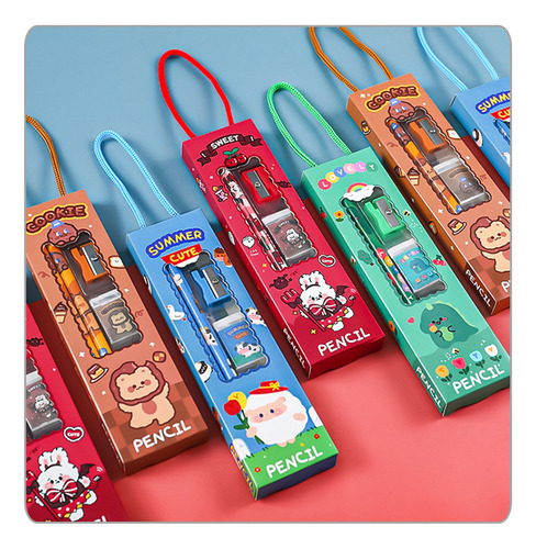 Juego De 5 Unidades, Juego De Lápices Navideños Con Dibujos