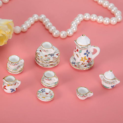 Té De Flores De Porcelana En Miniatura 1:12 De Dollhouse Kit