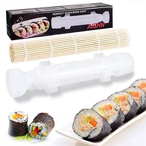  Kit de fabricación de rollos de sushi – Rollos de sushi hechos  en casa fáciles por el kit de rodillos de sushi, el mejor juego de máquina  para hacer sushi, bazuca