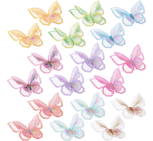 Hinzic 18 Piezas 9 Colores Mariposa Decorativa Coser Parches