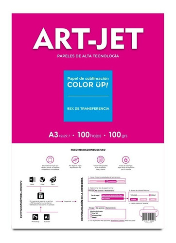 Papel Para Sublimar Específico A3 Art-jet® 100 Hojas Color Blanco