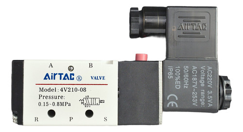 4v210-08 220vac Válvula Neumatica Solenoide Pt Airtac 