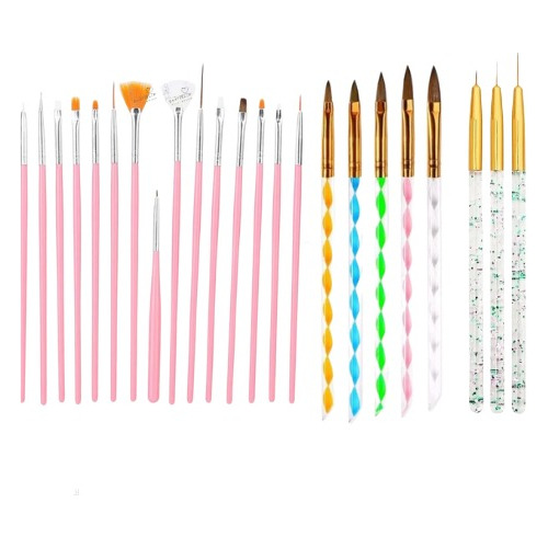  Kit De Pinceles Para Uñas Acrílico Manicura Decoración 23pz