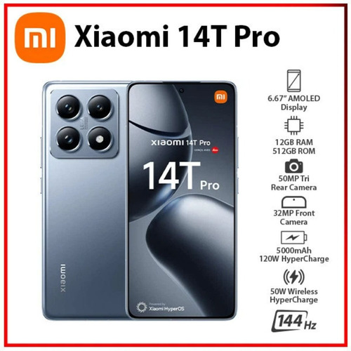 Xiaomi 14t Pro 5g 12gb Ram 512gb Dual Sim Nfc Ip68 Global Cámara Leica Batería 5000mah Mediatek Dimensity 9300+ Octa-core Azul Acero