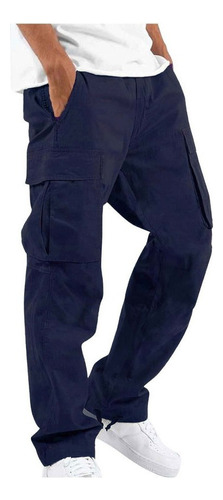 Pantalones Cargo Con Cordón Y Bolsillo Para Hombre