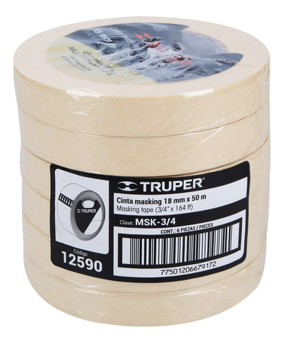 Cinta Masking Tape 50mx3/4´ Resiste Pintura Quimicos 12590