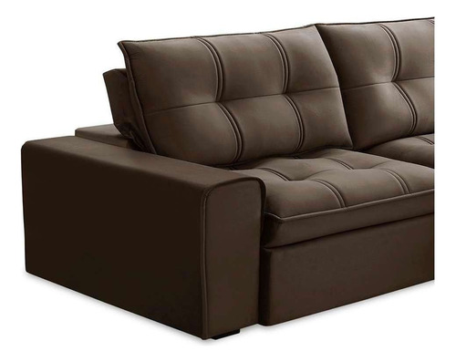 Sofá 3 Lugares Retrátil E Reclinável Argos Veludo Marrom