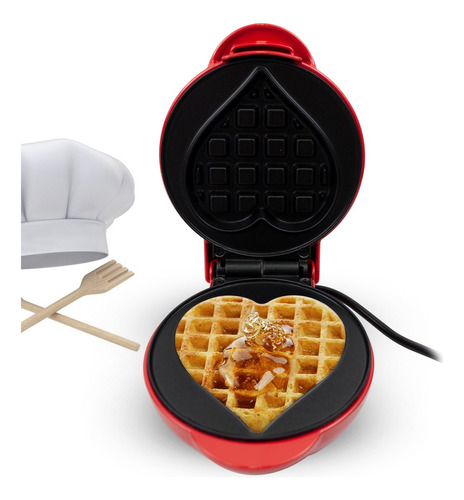 Forma De Waffle Elétrica Mini Formato Clássico 550w Coração Cor Vermelho 110v