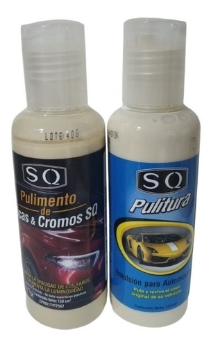 Combo Pulitura 120cc Sq + Limpia Faros Micas 120cc Sq Carros