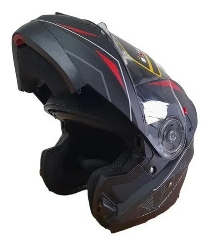 Casco Para Moto Rebatible Punto Extremo Negro Mate Rojo Rpm