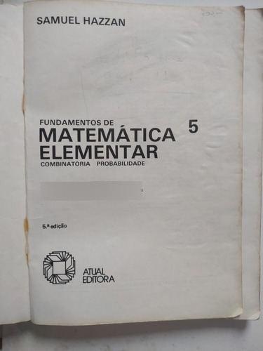Fundamentos De Matemática Elementar 5 - Samuel Hazzan 1977 (Usado)