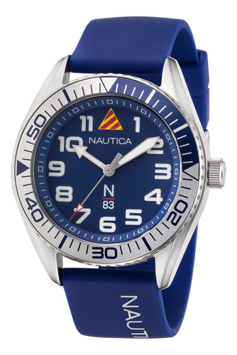 Relógio masculino Nautica N83 Finn World com pulseira azul