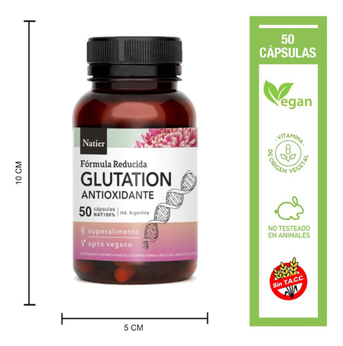 Capsulas De Glutation Antioxidante X 50 Cap - Natier