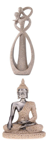 2 Paquetes De Piedra Arenisca Budista Buda Monje Estatuilla
