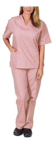 Conjunto De Uniforme Médico Para Mujer Rosa Cuello En V