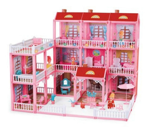 Casa De Muñecas Completa 310 Piezas + 4 Muñecas Casita