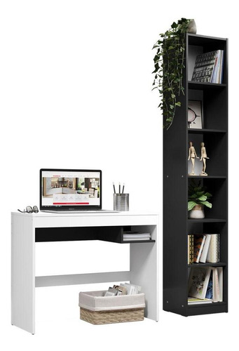 Escritorio y estantería Madesa Rubi 6906 Color Blanco/Negro