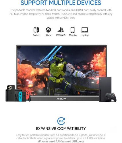 Monitor Portátil Arzopa Fhd 15.6 In 1080p