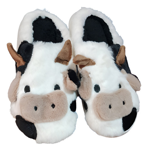 Pantuflas De Vaca Peluchitas Suela Gruesa Calientitas