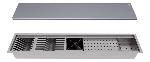 Calha Gourmet Úmida Com Tampa 19x92 Cm Cor Aço Inox