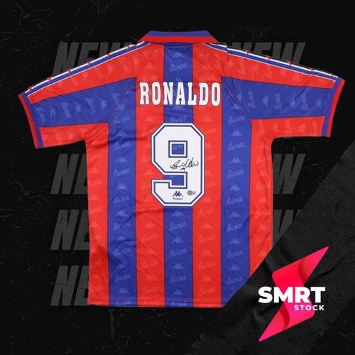 Jersey Kappa Barcelona Autografiado Por Ronaldo Nazario. (Usado)