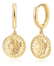 Comprar Aretes De Moneda De Oro Para Mujer, Chapados En Oro De 14 Q.