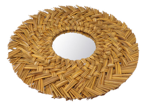 Espelho De Parede De Tecelagem De Palha Para Decoração De Do