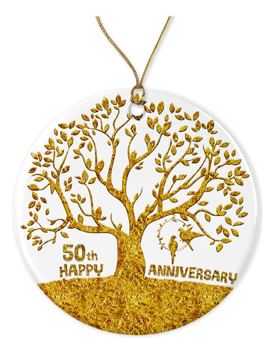Adorno Aniversario 50 Año Regalo Boda Dorado Para Padr Arbol