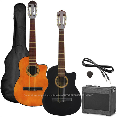 Imagen 1 de 10 de Combo Guitarra Electrocustica Con Corte Cuerdas Nylon + Amplificador + Funda + Cable + Pua Pack Completo Envío Gratis