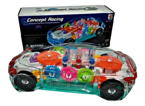 Techblaze conceito transparente de brinquedo de carro de corrida com luzes  LED piscando 360 graus de rotação, simulação de engrenagem carro mecânico  conceito 3d carros elétricos brinquedos para crianças crianças brinquedos  presente