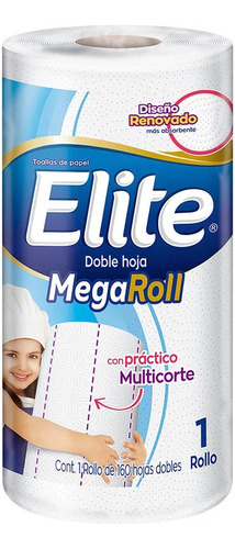 Elite Toallas Papel Mega Roll Celeste 160hojas Doble 1 Rollo