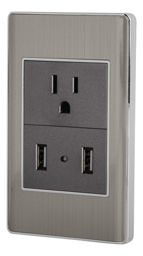 Contacto Y 2 Puertos Usb, Lisboa, Con Placa Acero Inox