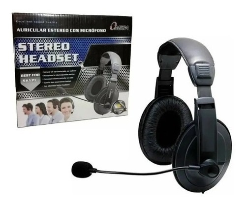 Audífonos Con Micrófono Omega Diadema En Cuero Auriculares