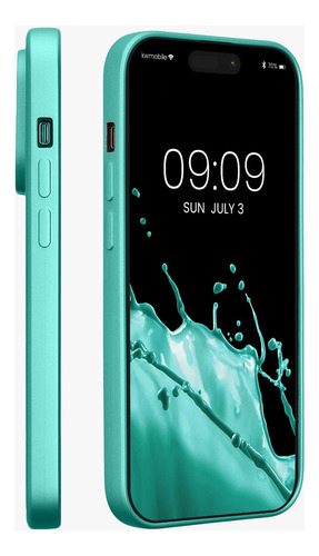 Kwmobile Funda Compatible Con Iphone 14 Pro Funda De Tpu Y Turquesa Metálico.