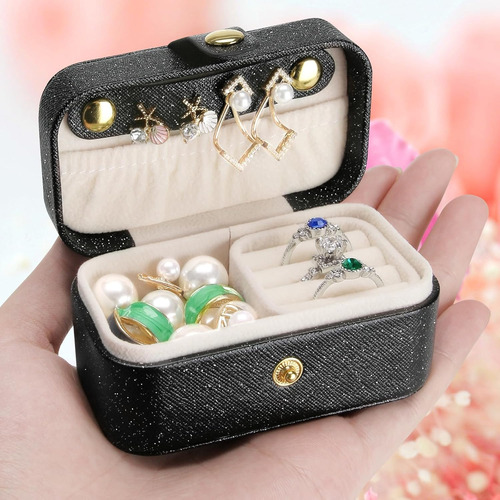 Alhajero Y Organizador De Joyas, Joyero Mini De Viaje Negro
