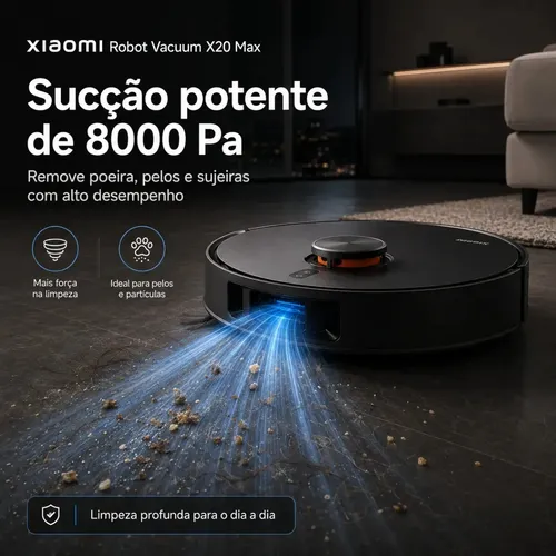 Aspirador Robô Xiaomi X20 Max 2026 8000pa Base Autolimpeza | Frete