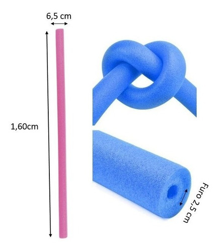 Imagem 3 de 3 de Kit 6 Flutuador Espaguete / Macarrão Piscina C/ Furo 1,60cm